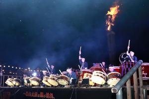 ゆふいん源流太鼓による太鼓演奏の写真