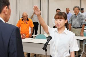 決意表明をする近藤選手
