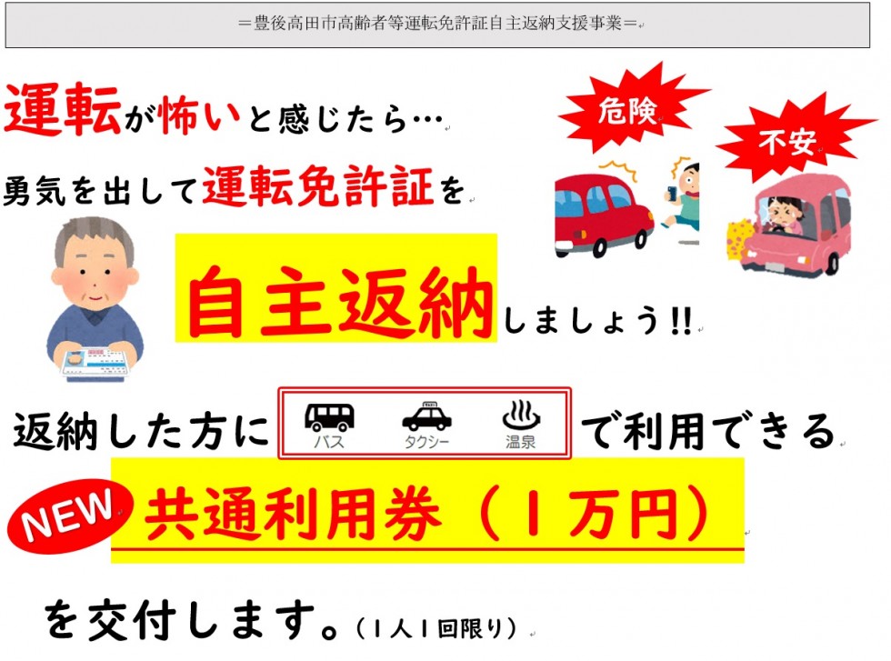 運転免許証自主返納支援事業の画像