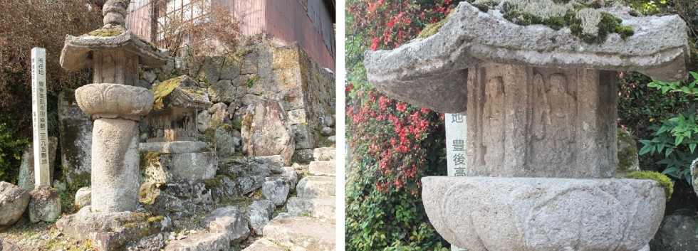 富貴寺石幢（左）、六地蔵部分（右）の画像