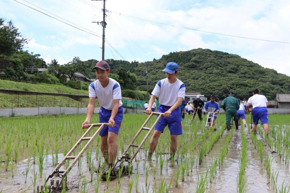 梅雨の晴れ間の八反ずり体験　～田染中学校　～の画像9